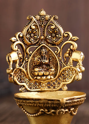 Brass Gaja Lakshmi Diya (3.7 Inch)