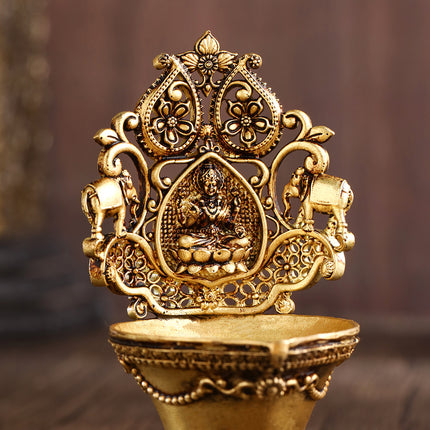 Brass Gaja Lakshmi Diya (3.7 Inch)