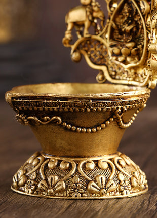 Brass Gaja Lakshmi Diya (3.7 Inch)