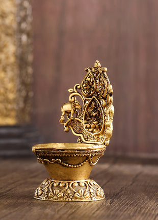 Brass Gaja Lakshmi Diya (3.7 Inch)