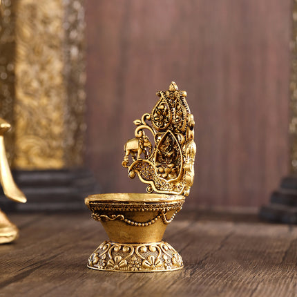 Brass Gaja Lakshmi Diya (3.7 Inch)
