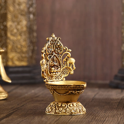 Brass Gaja Lakshmi Diya (3.7 Inch)