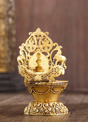 Brass Gaja Lakshmi Diya (3.7 Inch)