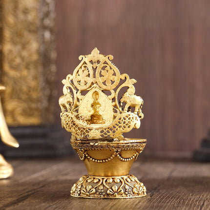 Brass Gaja Lakshmi Diya (3.7 Inch)