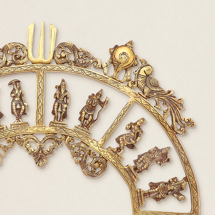 Brass Round Dashavatara /Vishnu Wall Hanging – Antique Finish (23.5 Inch)