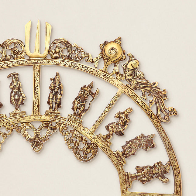 Brass Round Dashavatara /Vishnu Wall Hanging – Antique Finish (23.5 Inch)