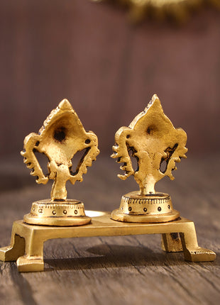 BRASS SHANKH CHAKRA WITH DIYA (3 INCH)