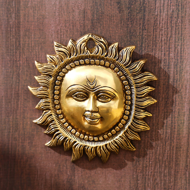 Brass Sun Face Wall Hanging (5.8 Inch)