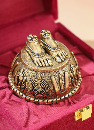 Brass Charan Paduka with Velvet Box – Divine Footprints of Lord Vishnu