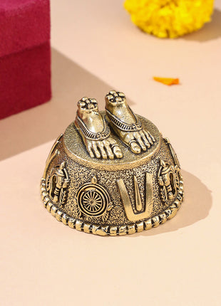 Brass Charan Paduka with Velvet Box – Divine Footprints of Lord Vishnu