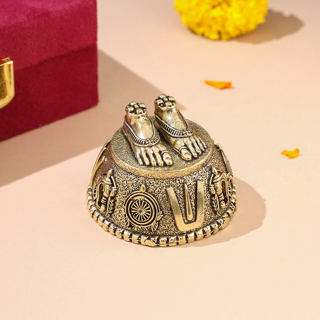Brass Charan Paduka with Velvet Box – Divine Footprints of Lord Vishnu