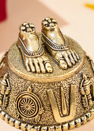 Brass Charan Paduka with Velvet Box – Divine Footprints of Lord Vishnu