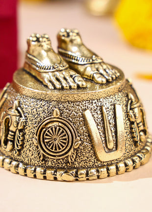 Brass Charan Paduka with Velvet Box – Divine Footprints of Lord Vishnu