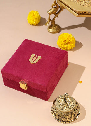 Brass Charan Paduka with Velvet Box – Divine Footprints of Lord Vishnu
