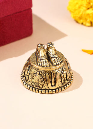 Brass Charan Paduka with Velvet Box – Divine Footprints of Lord Vishnu