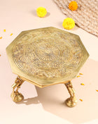 Brass Superfine Chowki With Peacock Pillars (5.5 INCH)