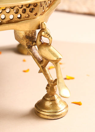 Brass Superfine Chowki With Peacock Pillars (5.5 INCH)
