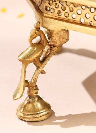 Brass Superfine Chowki With Peacock Pillars (5.5 INCH)