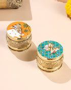 Brass Pichwai Sindoor Box pair (1.8 INCH)