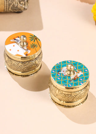 Brass Pichwai Sindoor Box pair (1.8 INCH)