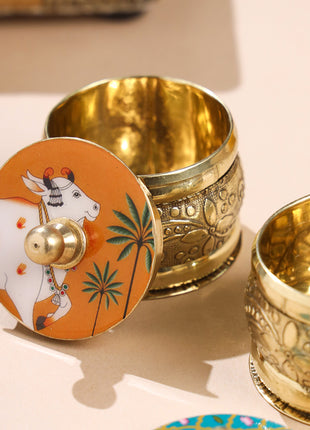 Brass Pichwai Sindoor Box pair (1.8 INCH)