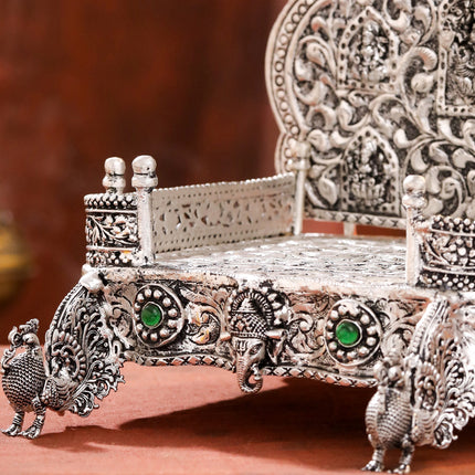 Brass Silver Plated Ashtalakshmi / Ganesha Singhasan with Dome for Laddu Gopal (14 Inch)