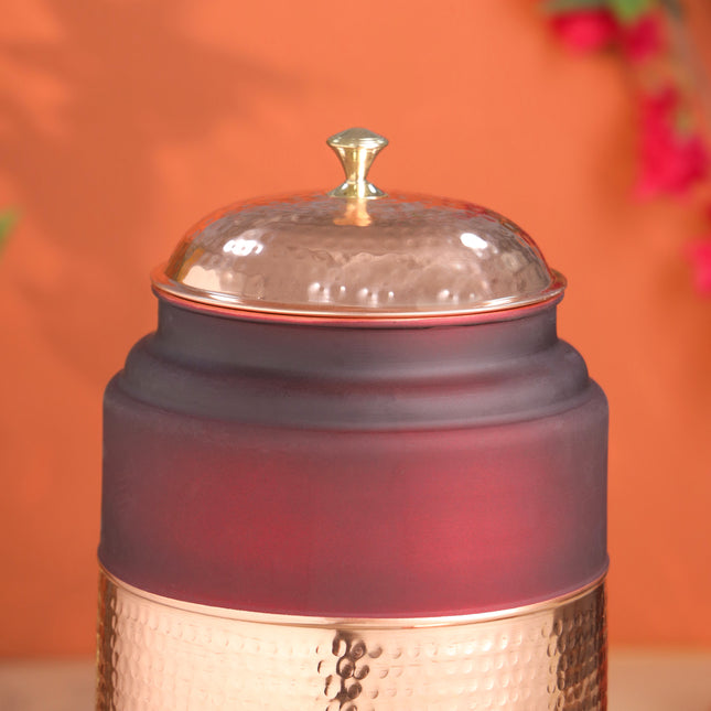 Copper Premium Olive Water Dispenser with Glass & Stand (13.8 Inch)