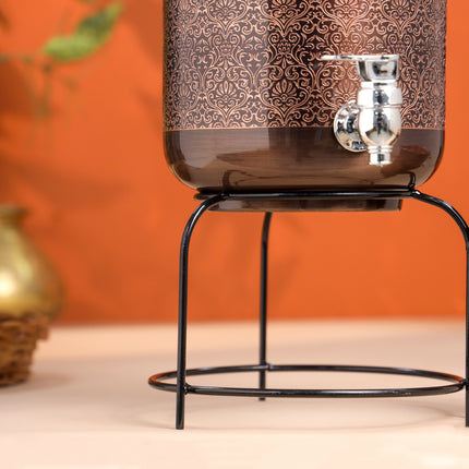 Copper Premium Water Dispenser with Glass & Stand (12.5 Inch)