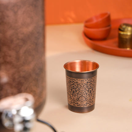 Copper Premium Water Dispenser with Glass & Stand (12.5 Inch)