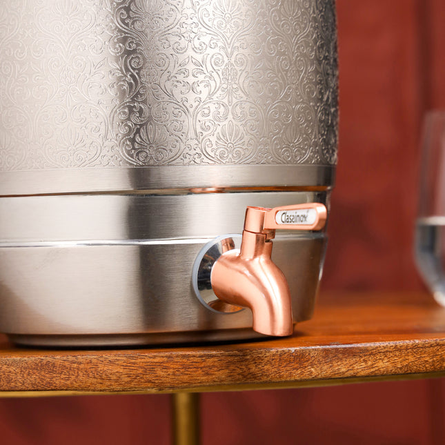 Brass Silver Water Dispenser – Premium Handmade Indian Brassware (11 Inch)