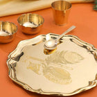 Brass Pooja Bhog Thali Set – Matka Murli Design (8 Inch)