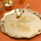 Brass Pooja Bhog Thali Set – Matka Murli Design (8 Inch)