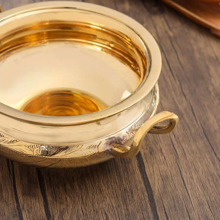 Brass Serving Pot With Lid And Handle (5.4 Inch)