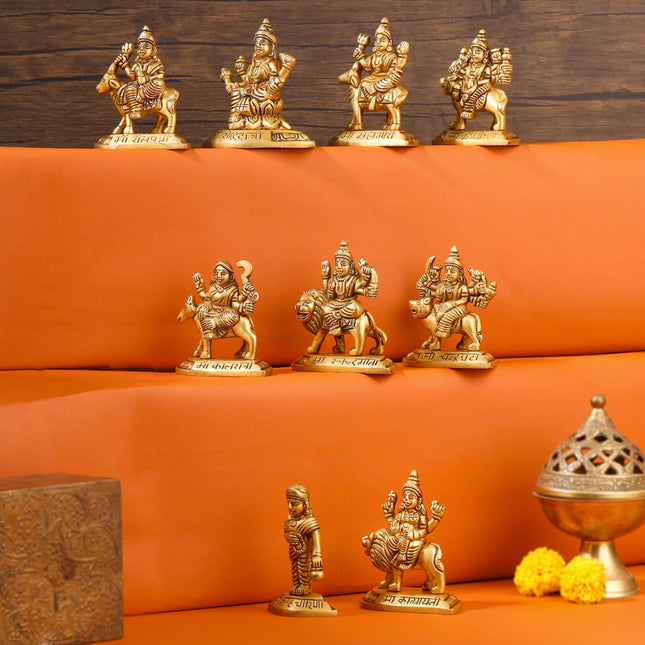 Brass Navdurga Idols Set (3.5 Inch)