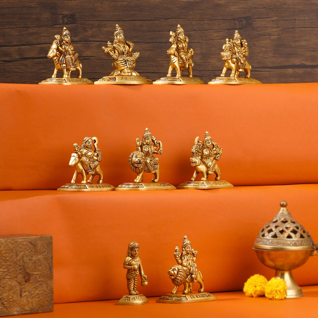 Brass Navdurga Idols Set (3.5 Inch)