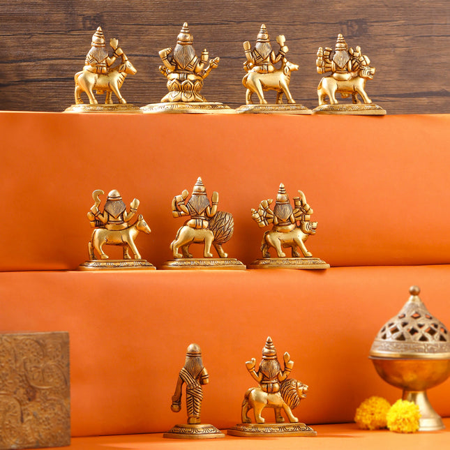 Brass Navdurga Idols Set (3.5 Inch)
