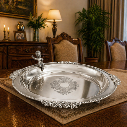 Brass Round Serving Tray / Plate (11.5 Inch)