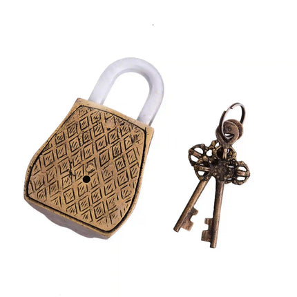 Brass Owl Door Lock With Two Brass Keys (4.7 Inch)