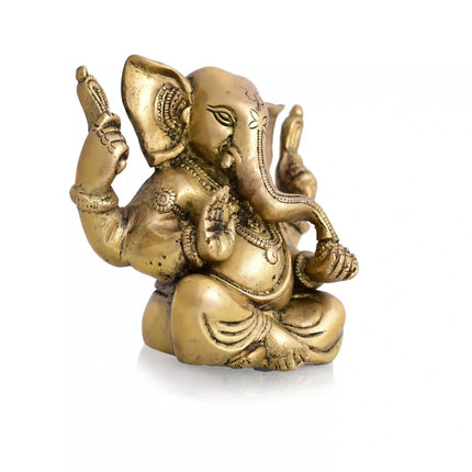 Brass Appu Ganesha With Big Ears Sitting Idol (4.5 Inch)