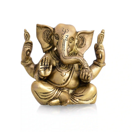 Brass Appu Ganesha With Big Ears Sitting Idol (4.5 Inch)