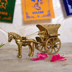 Brass Handmade Horse Chariot/Cart Showpiece (2.6 Inch)