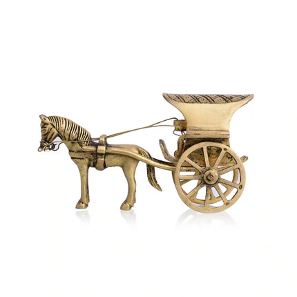 Brass Handmade Horse Chariot/Cart Showpiece (2.6 Inch)