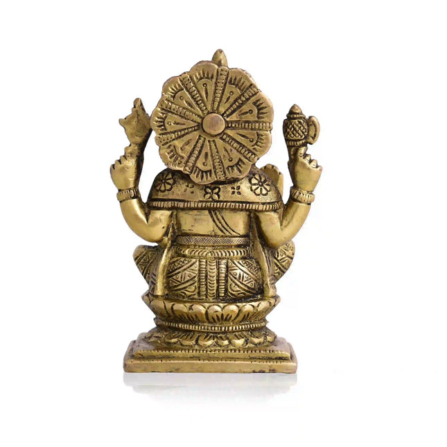 Brass Blessing Sitting Ganesha Idol (4.8 Inch)