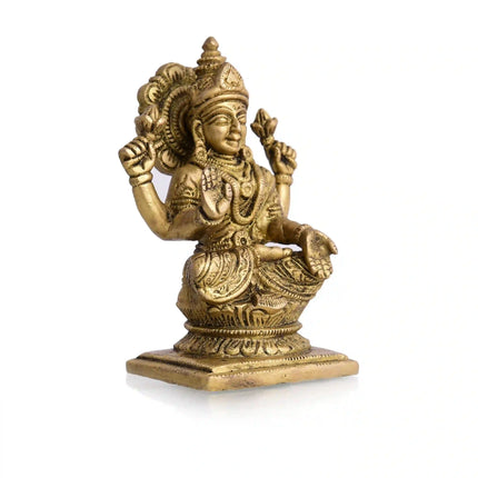 Brass Sitting Goddess Lakshmi Idol (4.5 Inch)
