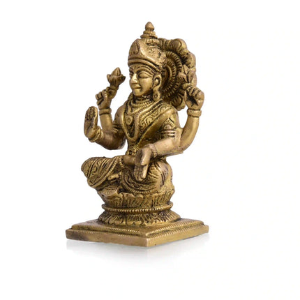 Brass Sitting Goddess Lakshmi Idol (4.5 Inch)