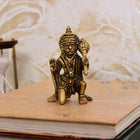 Brass Blessing Sitting Hanuman Idol (3.2 Inch)