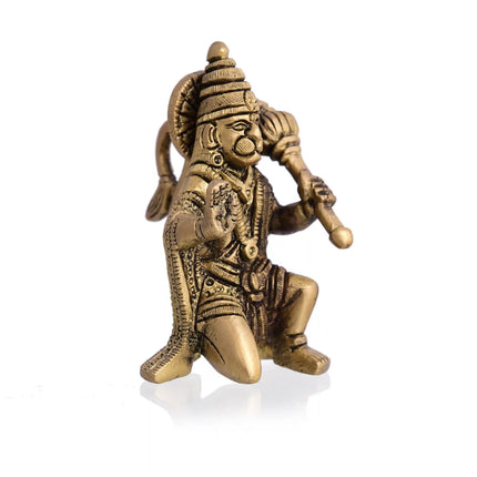 Brass Blessing Sitting Hanuman Idol (3.2 Inch)