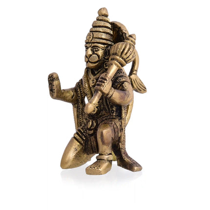 Brass Blessing Sitting Hanuman Idol (3.2 Inch)