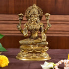 Brass Goddess Sitting Lakshmi Idol (7 Inch)
