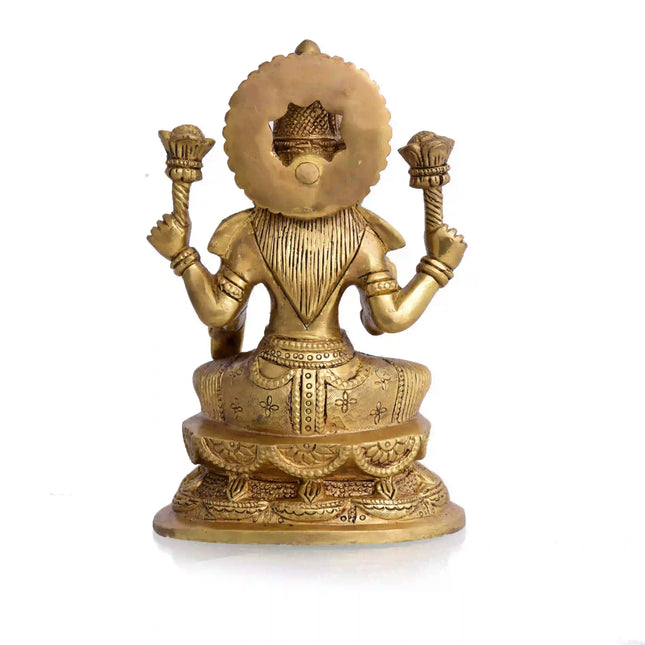 Brass Goddess Sitting Lakshmi Idol (7 Inch)